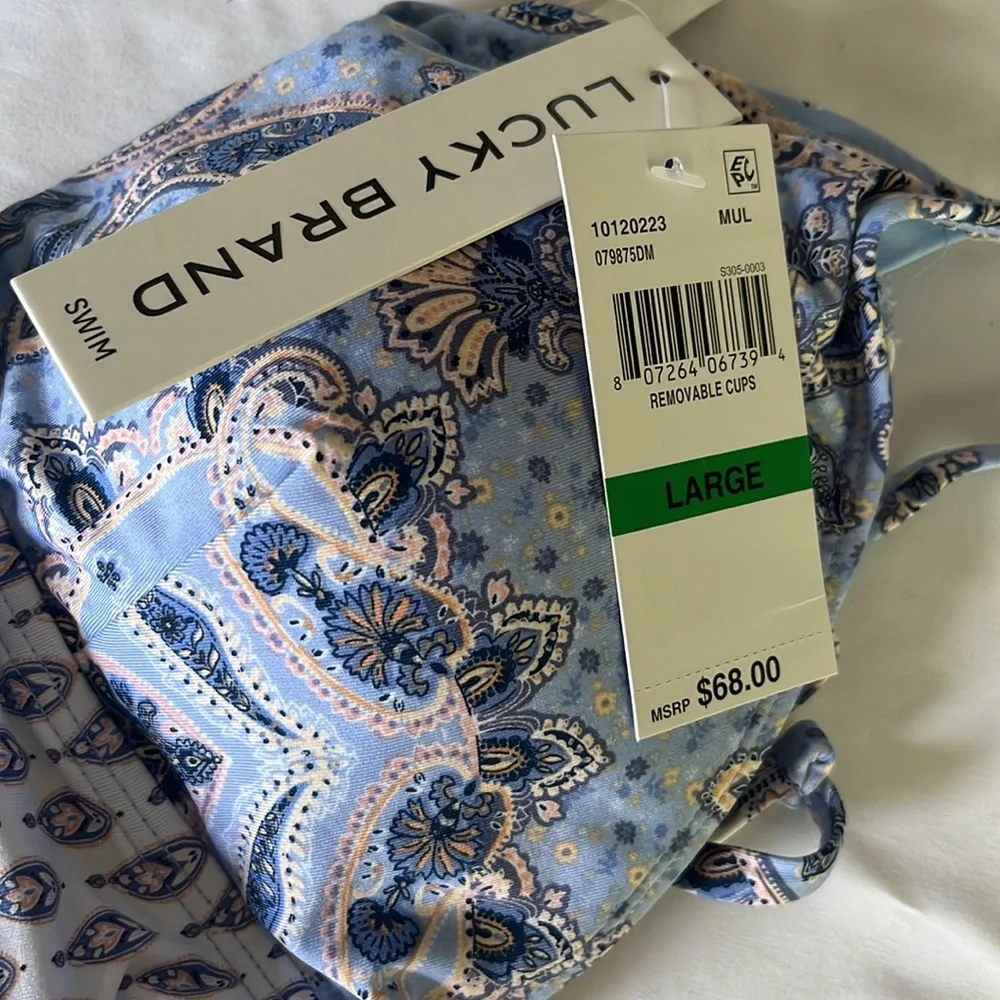 Lucky Brand Blossom Banded Bralette Bikini Top TOP ONLY size L NWT - Picture 9 of 9